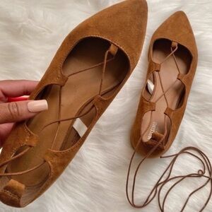 Brown Suede Women's Lace-Up Flats
